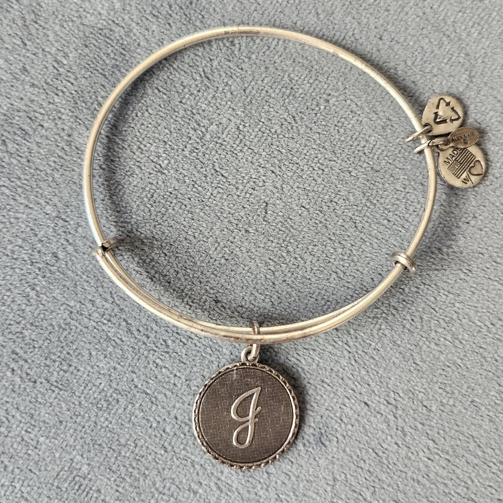 Alex and Ani Silver J Inital Charm Bracelet